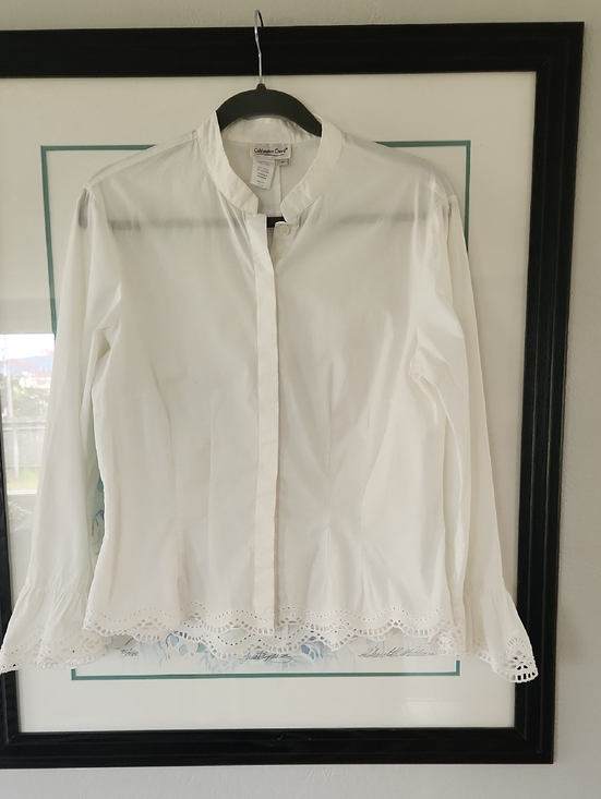 Coldwater Creek Tops - Coldwater Creek White Cotton Eyelet Embroidered Lace Coastal Beachy Romantic